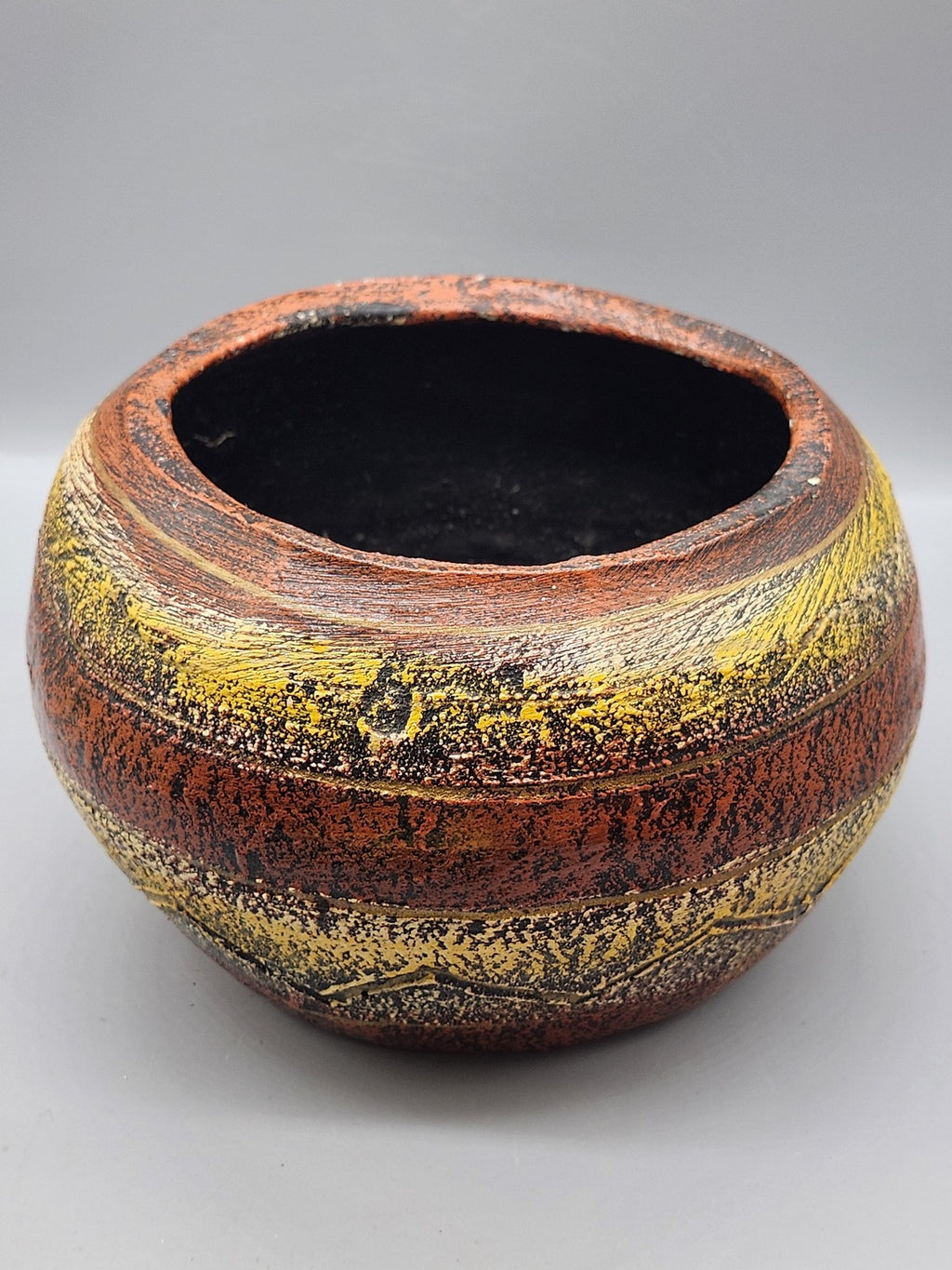 Multicolor Terracotta Round Planter Abstract Art Pottery Modern Table Decor