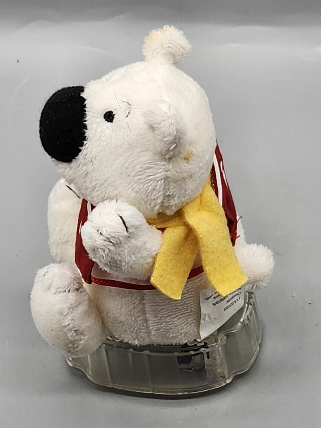 White Polar Bear #3 Racing Plush Stuffed Toy Small Yellow Scarf Rolling Base
