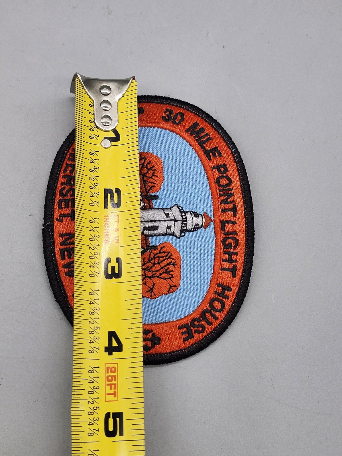 30 Mile Point Lighthouse Oval Patch Somerset New York Orange Blue Embroidered
