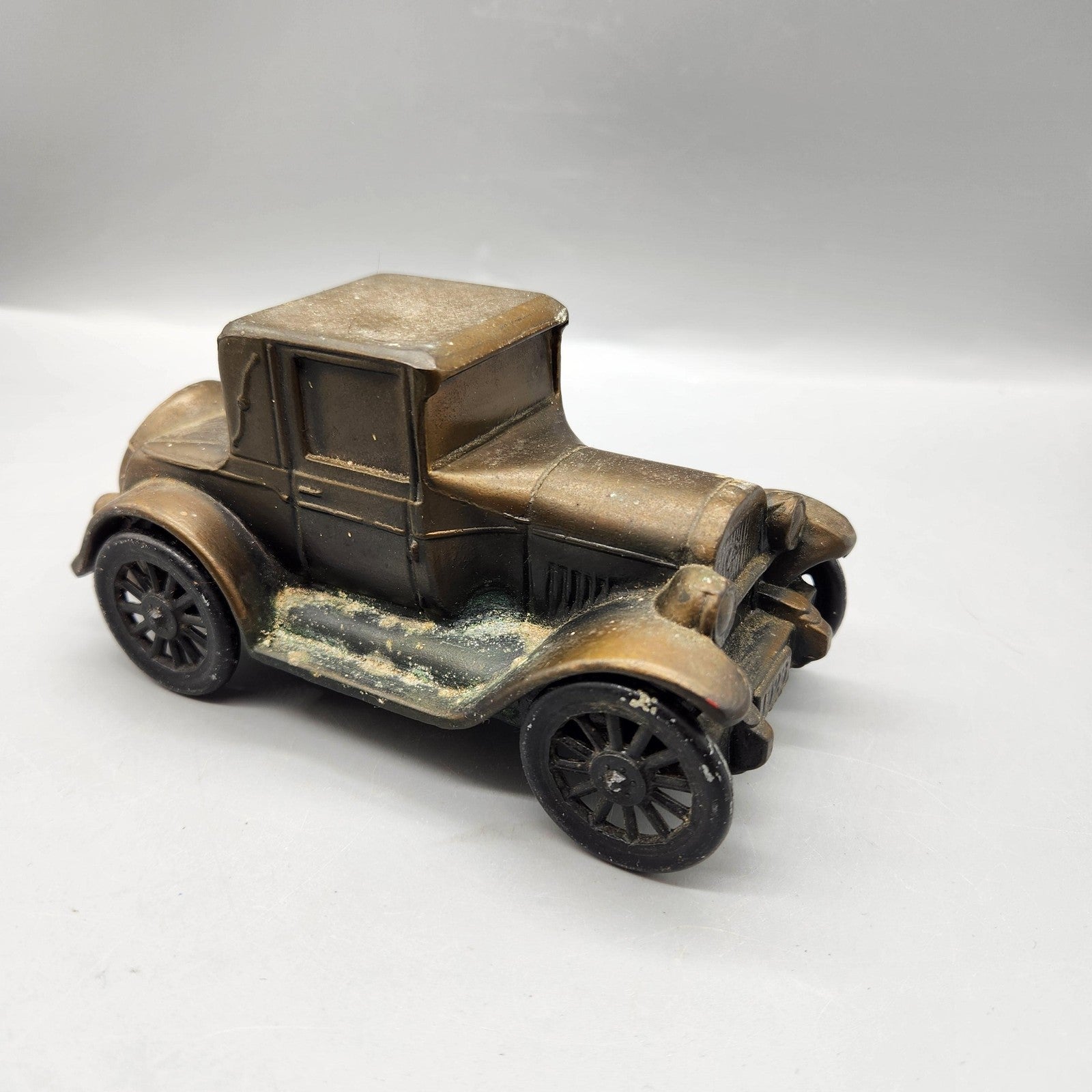 Vintage Banthrico Car Coin Bank Small Bronze Antique Auto Chicago USA Decor