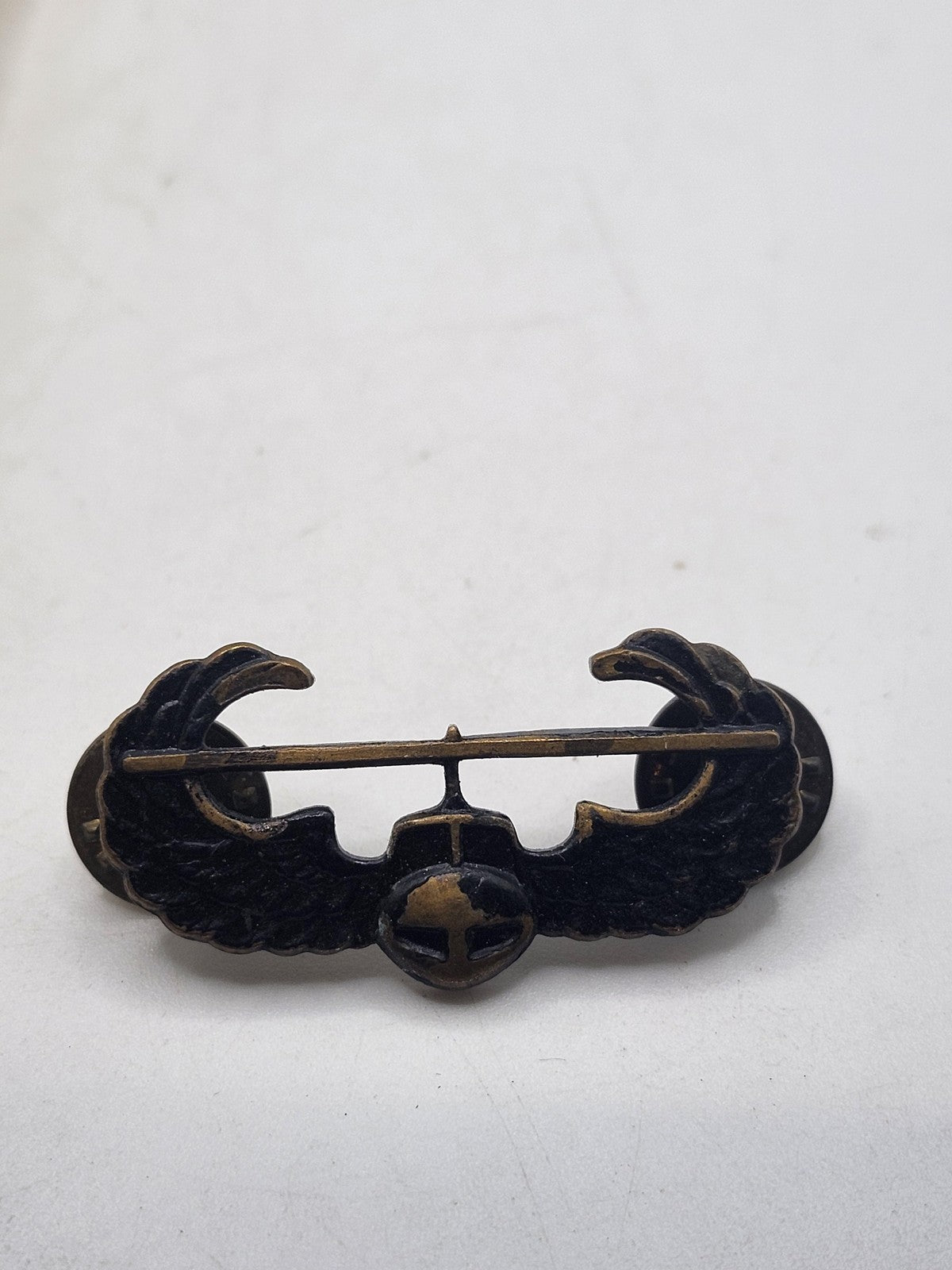 Vintage US Military Pilot Aviator Wings Pin Bronze Tone Insignia USA Badge