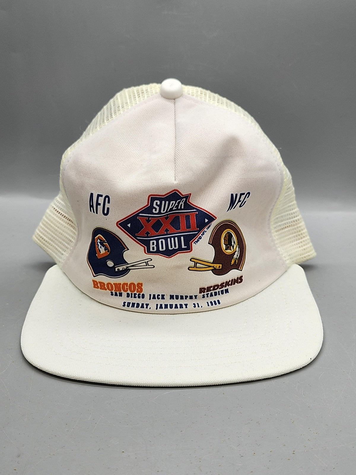 Vintage Super Bowl XXII Denver Broncos Redskins Hat Cap Snap Back NewEra OneSize