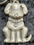 Vintage Dog Keychain Pewter Style Metal Puppy Key Ring Figurine