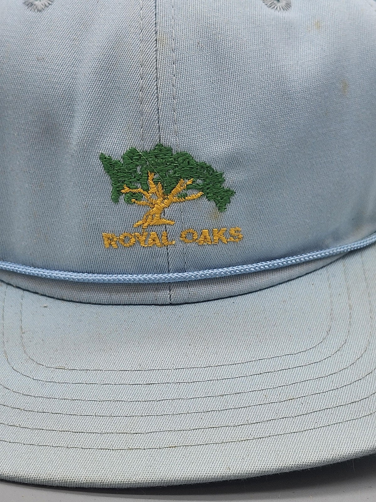 Vintage Royal Oaks New Era Hat Cap Snap Back Mens Small Blue Mesh Trucker 80s