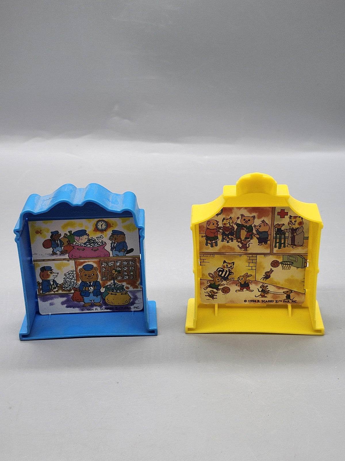 Vintage 1994 Richard Scarry Post Office School Toy Buildings Lot 2 Mini Plastic