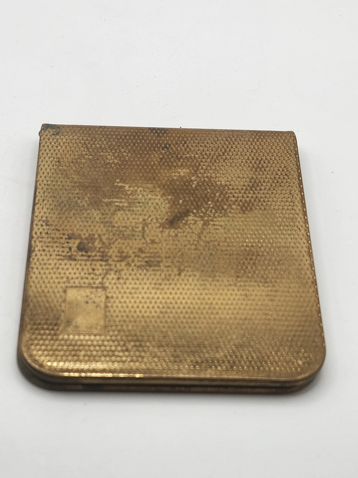 Vintage Gold Tone Metal Pocket Note Pad Case Red Velvet Lined Wallet Holder