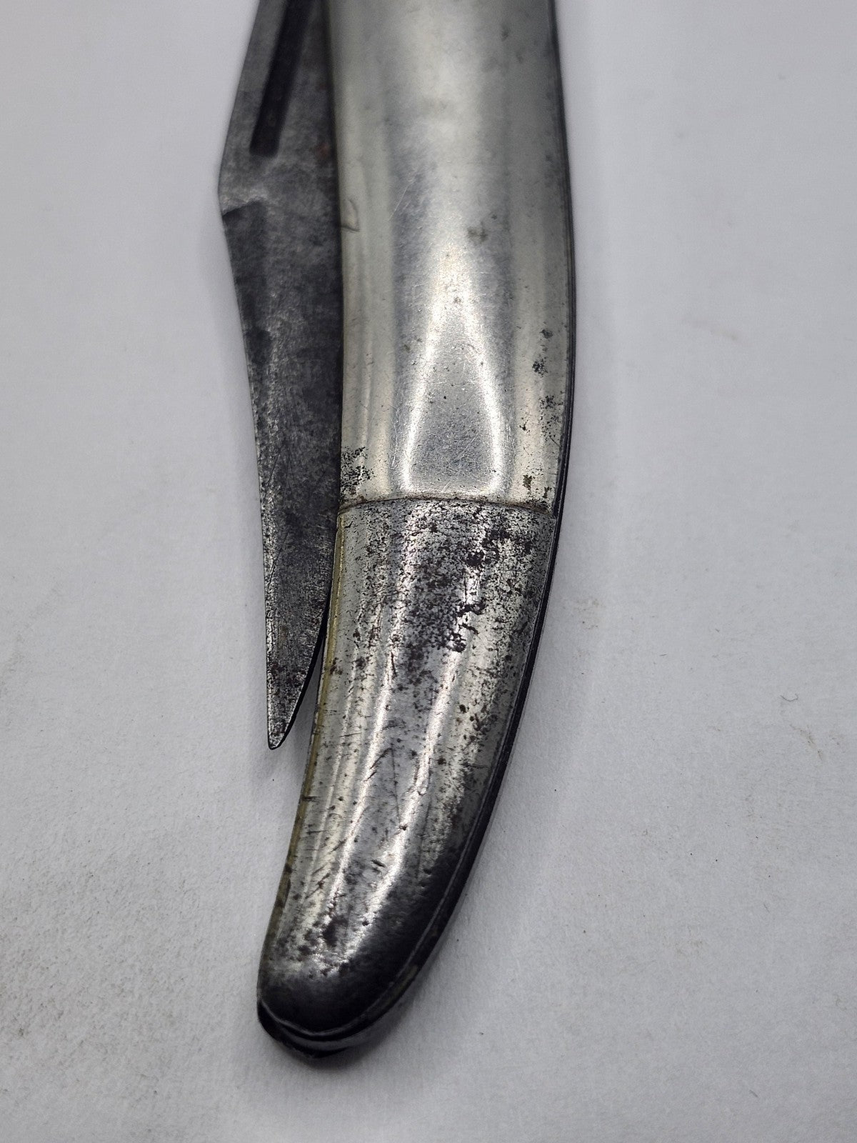 Vintage Slim Metal Pocketknife 1 Blade Straight Back Silver Tone Slipjoint EDC