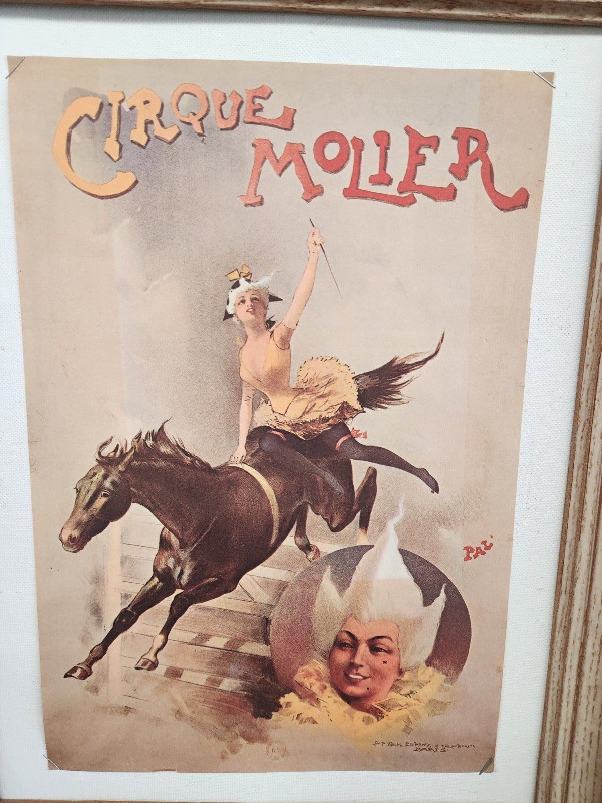Vintage Cirque Molier Framed Circus Poster Print 14x18 French Style Wall Art