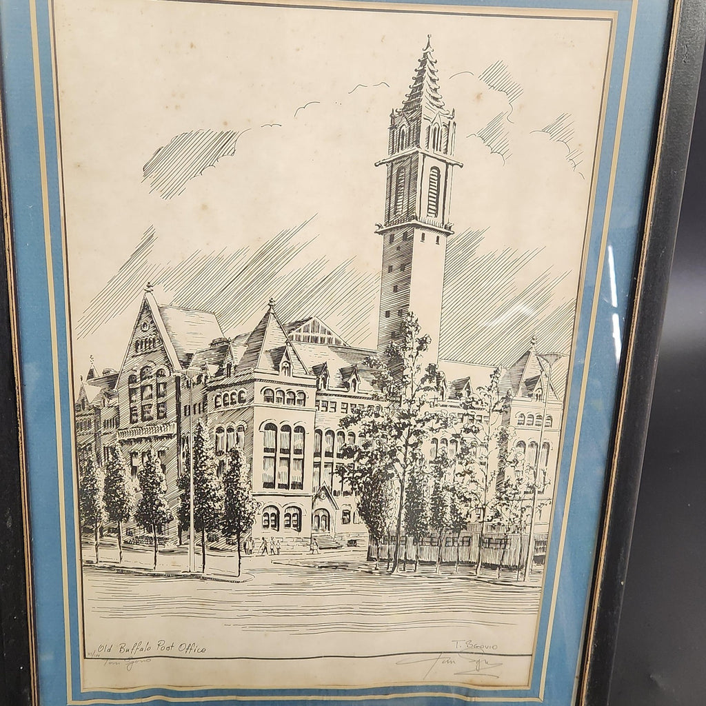 Vintage Tom Sgovio Old Buffalo Post Office Limited Edition Framed Print Wall Art