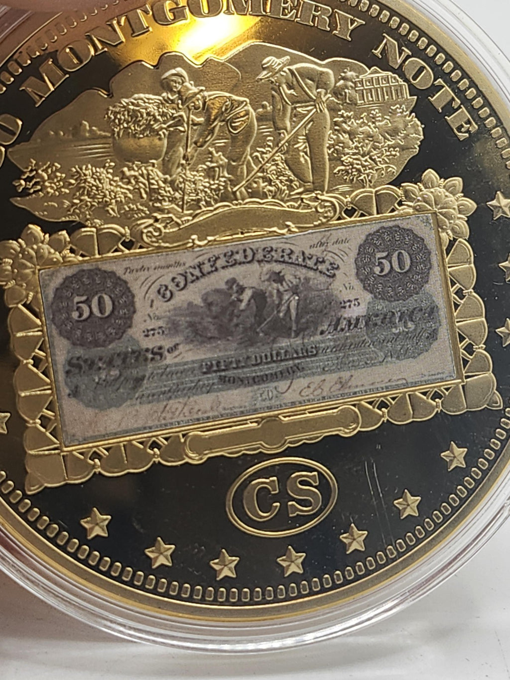 1861 States Montgomery Note Fantasy Gold Color Coin Medal Token