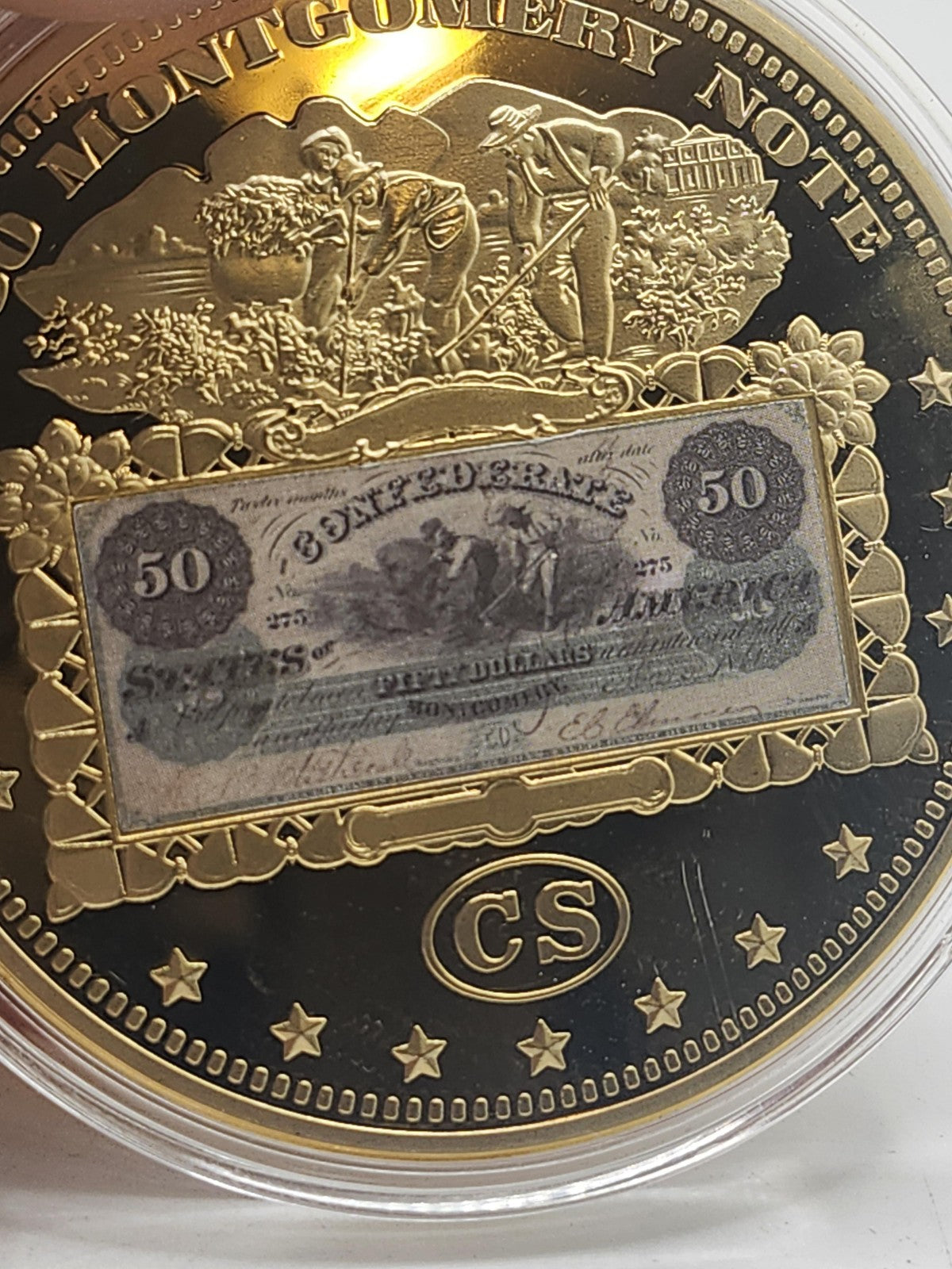 1861 States Montgomery Note Fantasy Gold Color Coin Medal Token