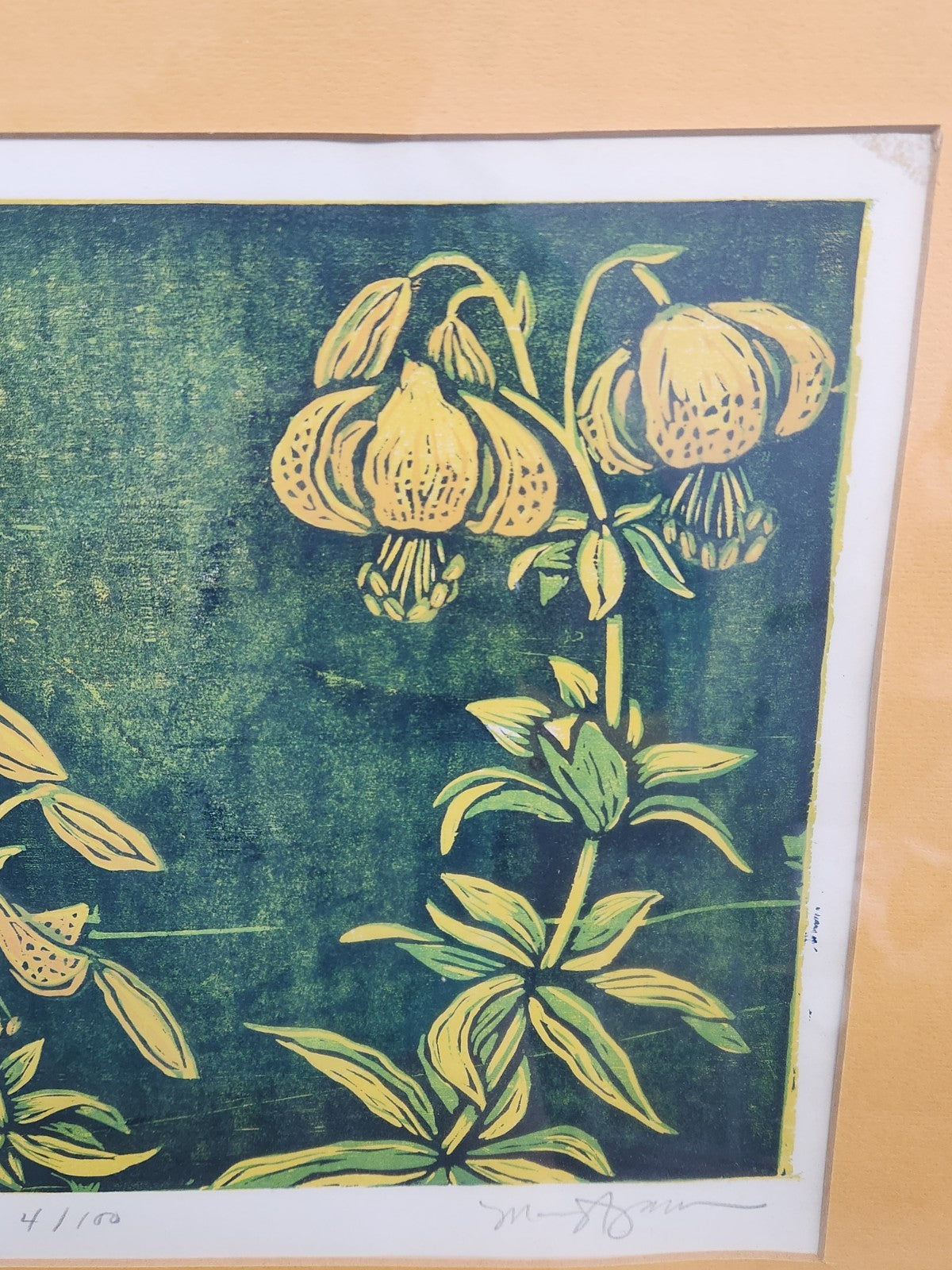 Signed Limited Edition Wood Lilies Print 4/100 Framed Botanical Art 20x17