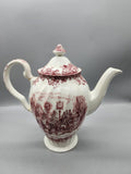 Vintage Johnson Bros Coaching Scenes Red Ironstone Toile Coffee Pot England