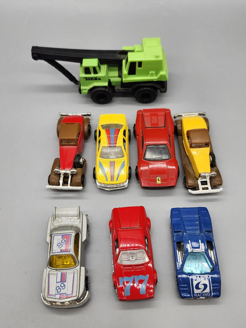 Diecast Car Lot 8pc Mixed Brands Tonka Crane Truck Small Toy Vehicles Multicolor