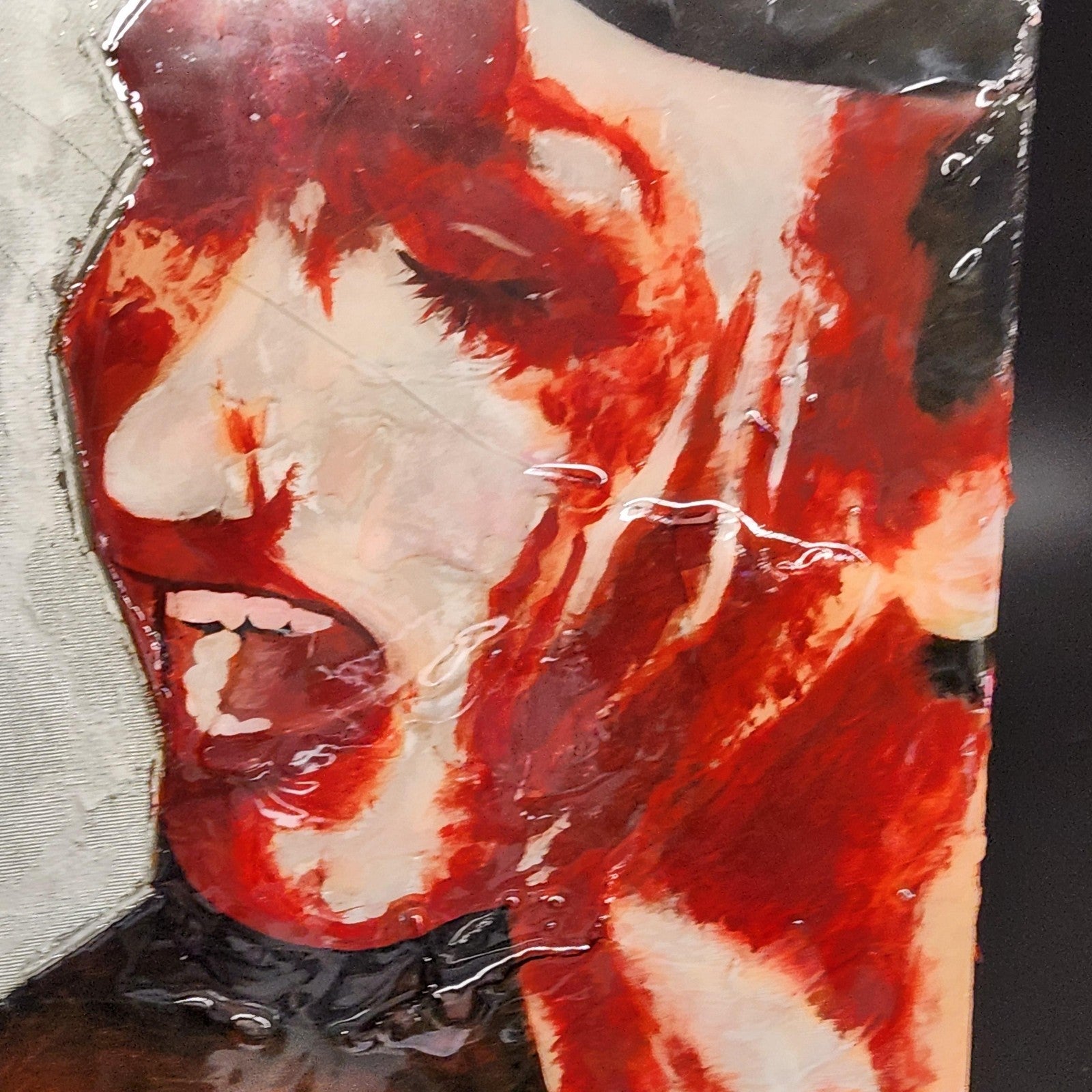 Clay Face Portrait Original Mixed Media Canvas Painting Medium Sam 2021 OOAK