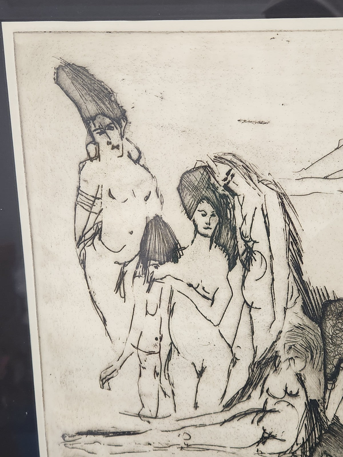 Original 1964 Proof Etching Signed T Geiger Nude Figure Mid Century Modern Art