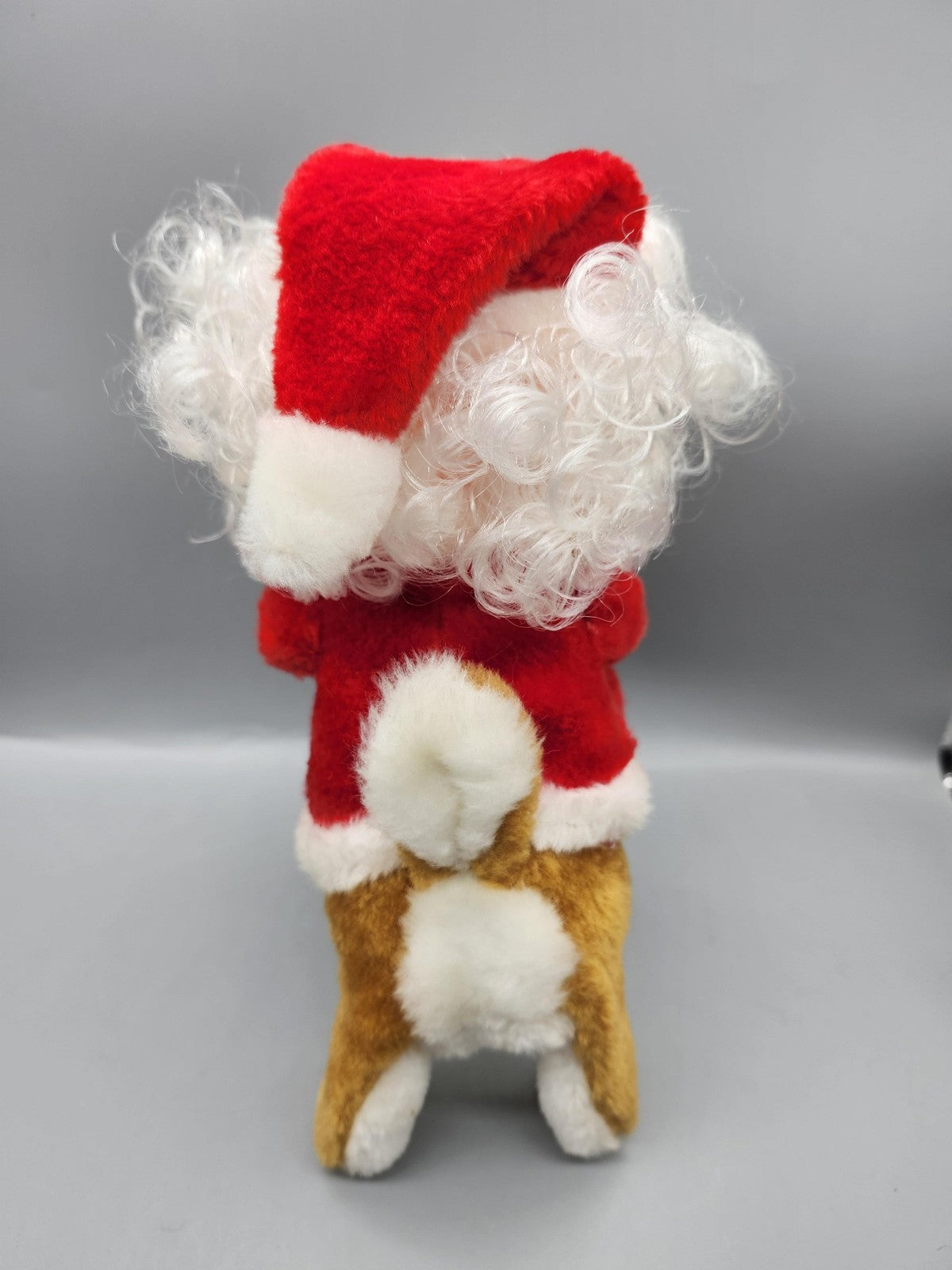 Vintage 1985 Orlando Yeh Santa Reindeer Figurine Medium Brown Plush Decor Xmas