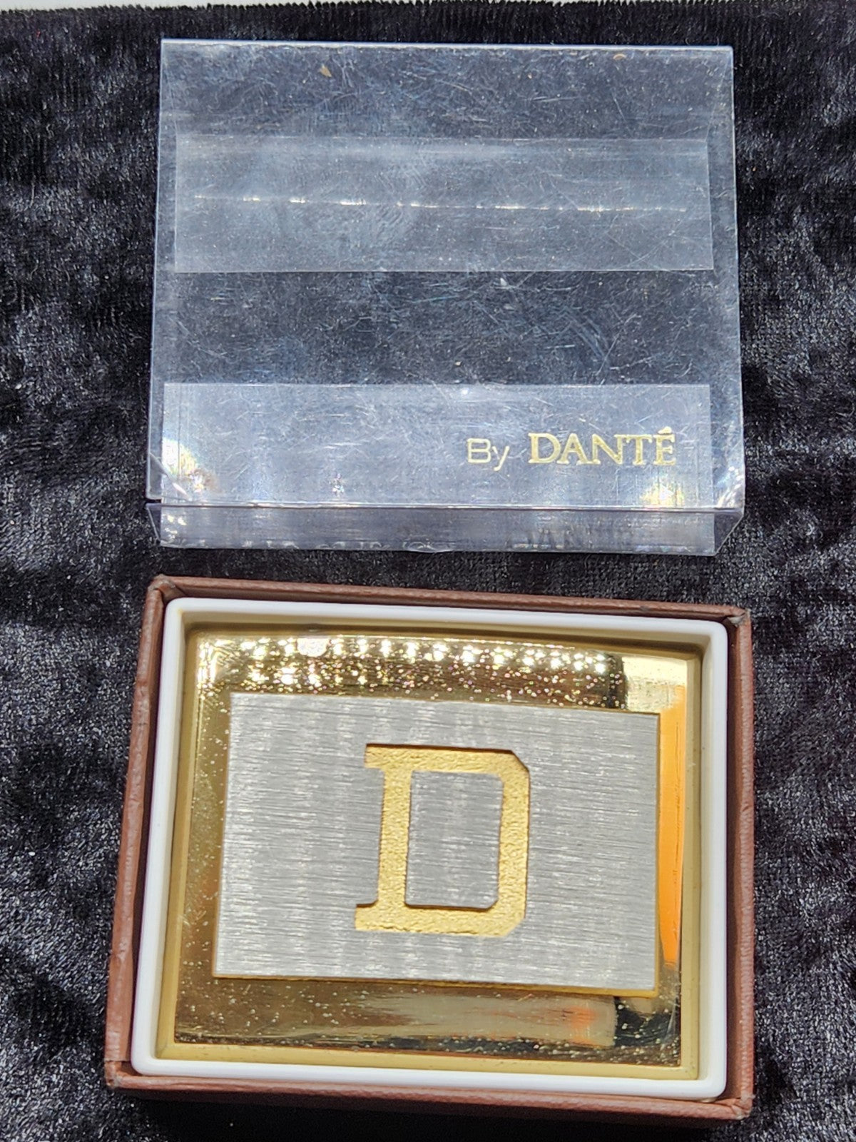 Vintage DANTE Initial “D” Belt Buckle Gold Tone Silver Tone Monogram USA