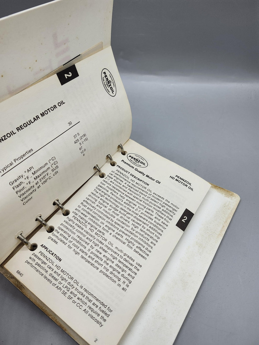 Vintage Pennzoil Product Manual Pennzoil PB Ring-Bound Loose-Leaf White USA Oil