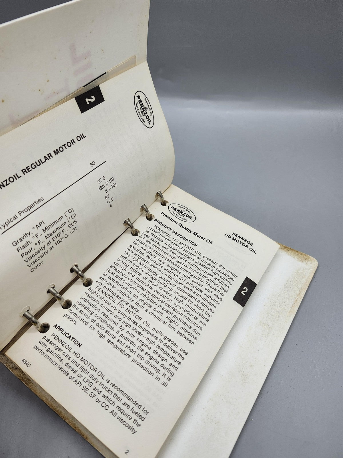 Vintage Pennzoil Product Manual Pennzoil PB Ring-Bound Loose-Leaf White USA Oil