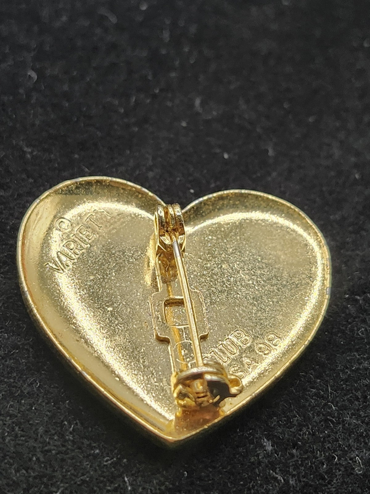 Vintage Variety Club Heart Pin Gold Tone Rainbow Love Lapel Jewelry 1.5in