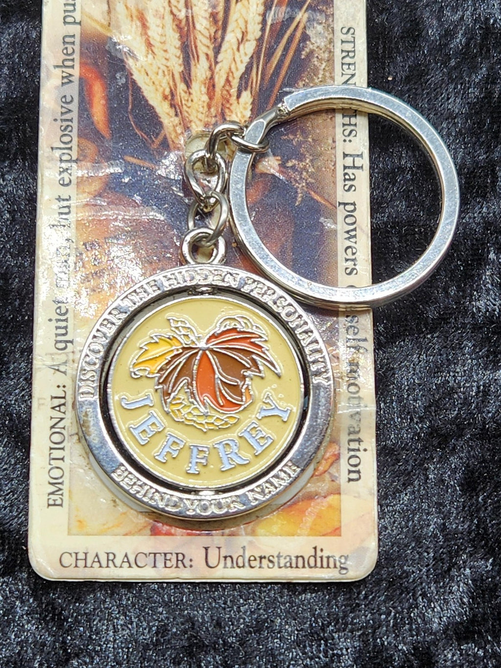 Jeffrey Hidden Personality Keychain Silver Tone Engraved Novelty Gift Decor