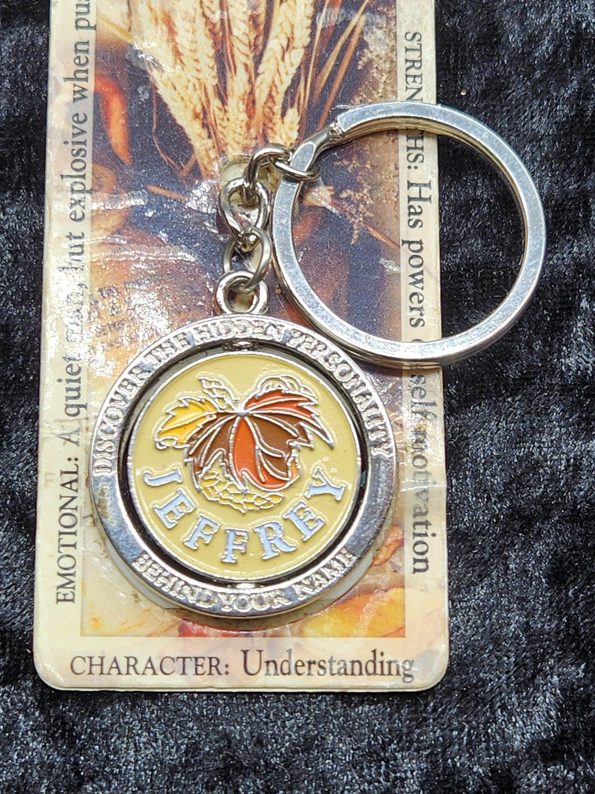 Jeffrey Hidden Personality Keychain Silver Tone Engraved Novelty Gift Decor