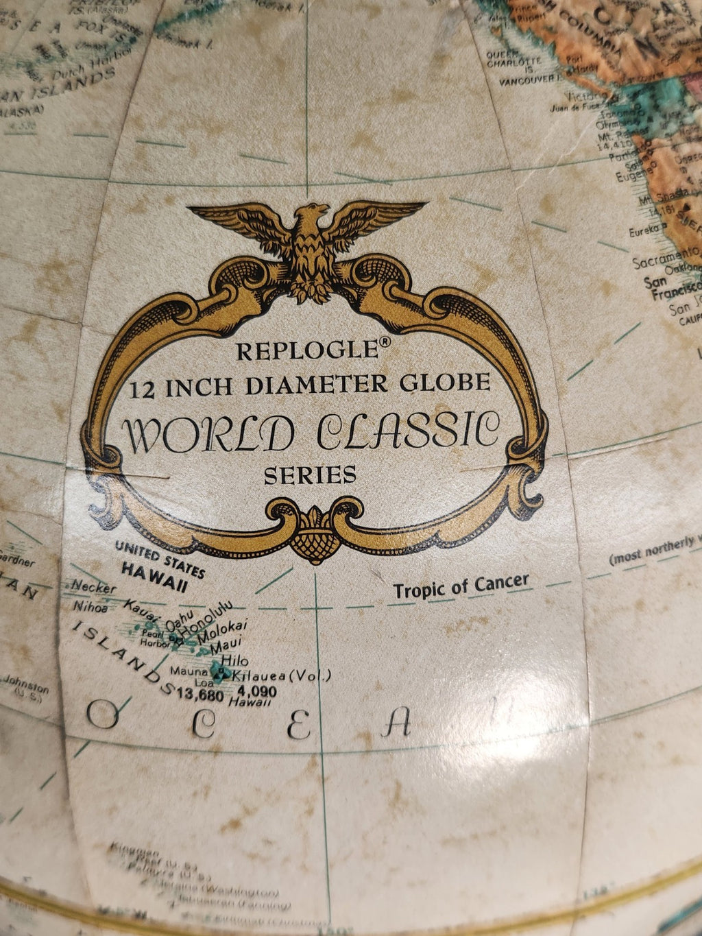 Vintage Replogle 12” World Classic Series Globe Mid Century Desk Globe Brown...