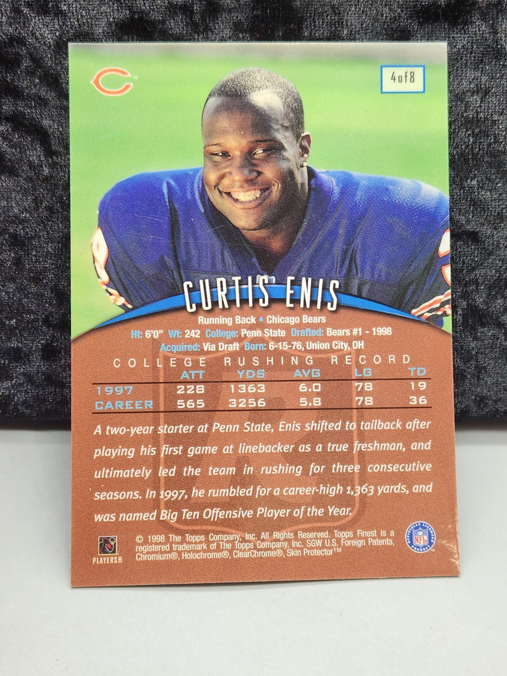 1998 Topps Finest Curtis Enis RC Rookie Card Chicago Bears #4 of 8