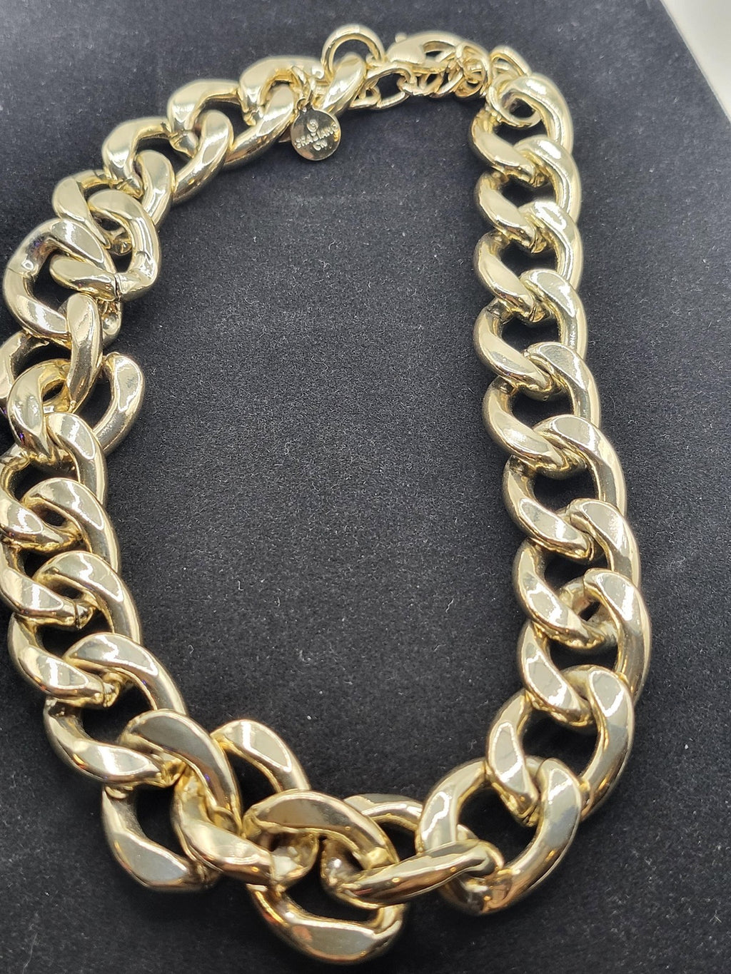 Graziano Gold Tone Chain Bracelet Chunky Link Lobster Clasp 7.5 Inch Jewelry