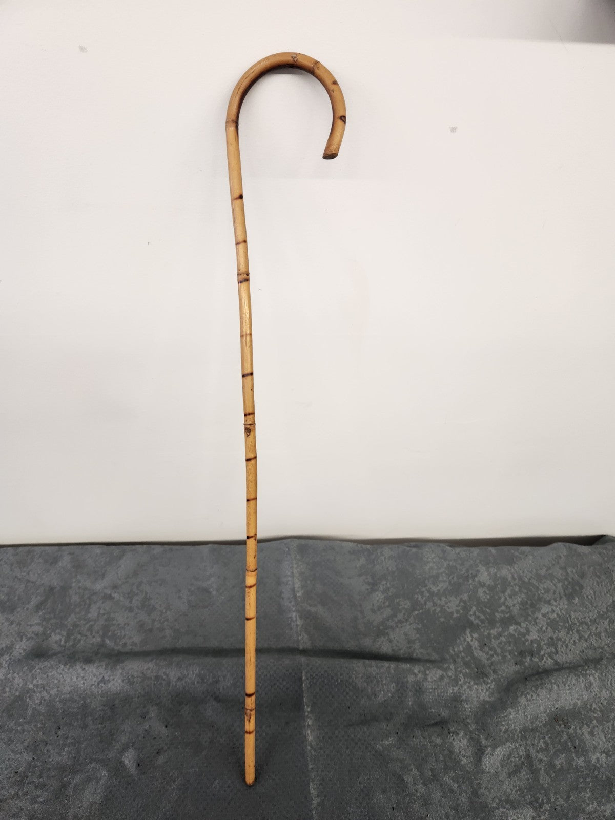 Vintage Bamboo Walking Cane Shepherd Crook Style Rattan Wooden Stick 30”