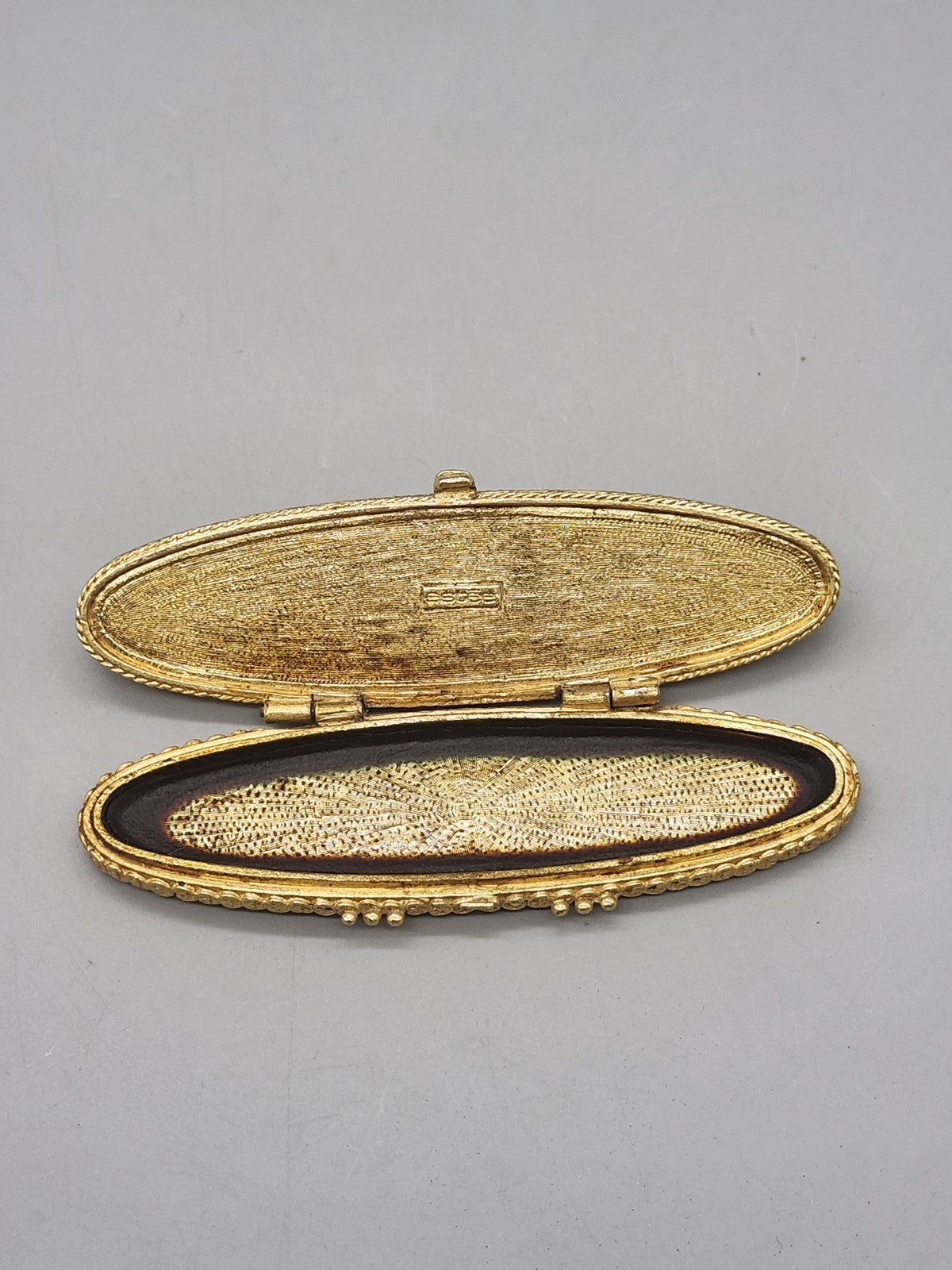 Estee Lauder Gold Tone Filigree Compact Case w/ Portrait Vintage