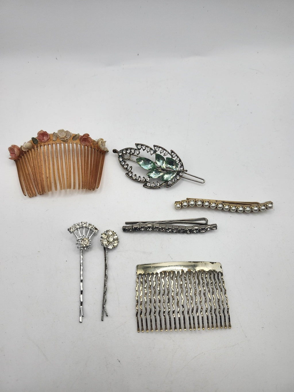 Wedding Hair Clip Lot Multicolor Floral Rhinestone Comb Bobby Pin Barrette Set