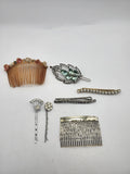 Wedding Hair Clip Lot Multicolor Floral Rhinestone Comb Bobby Pin Barrette Set