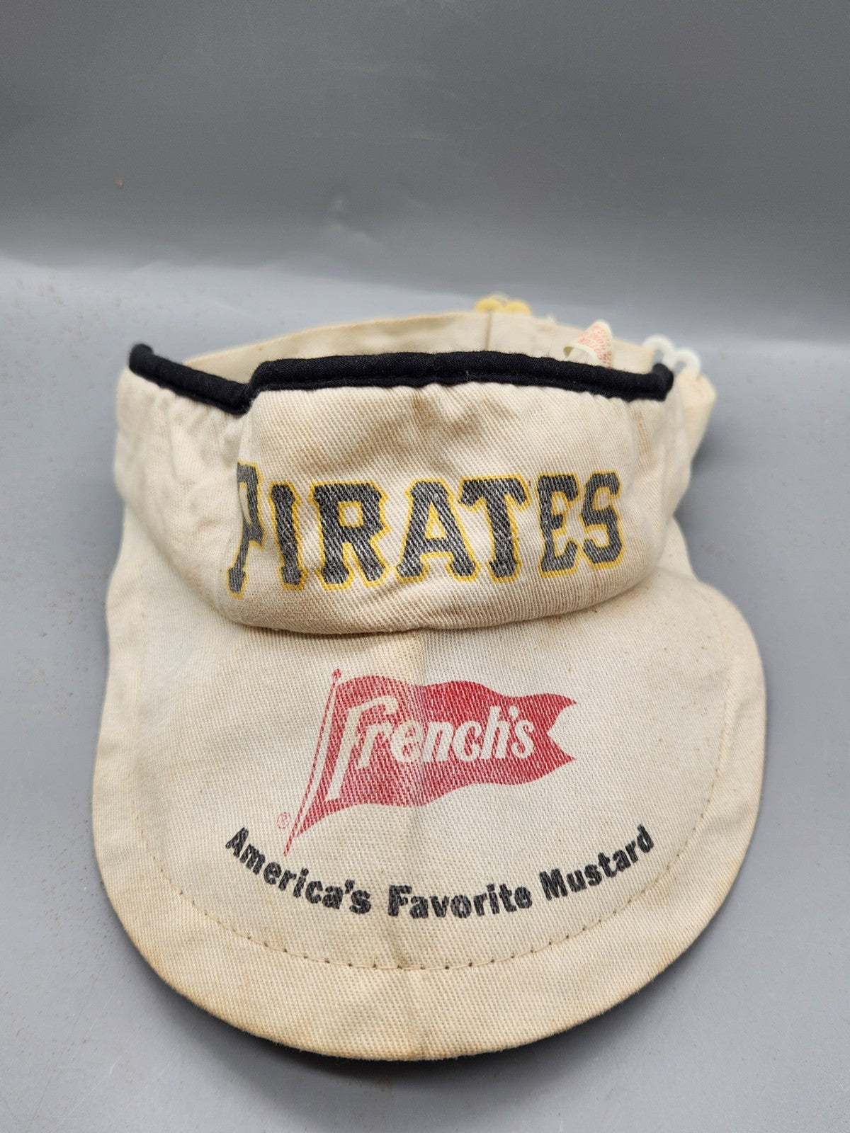 Vintage Pittsburgh Pirates French's Mustard Visor Hat MLB Promo Made In Hong...