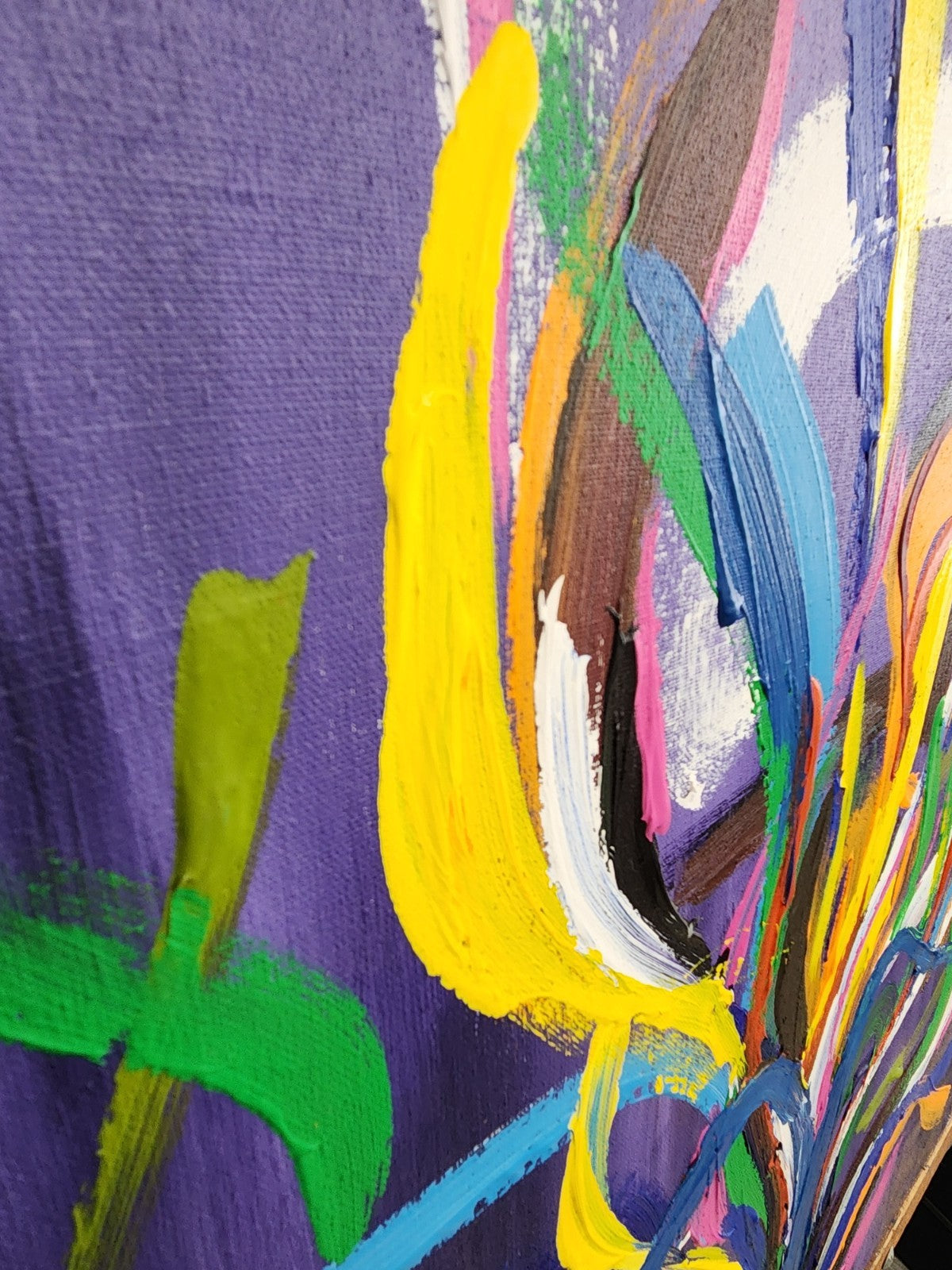 Original Signed Abstract Acrylic Painting on Canvas Colorful Modern OOAK 22x30"