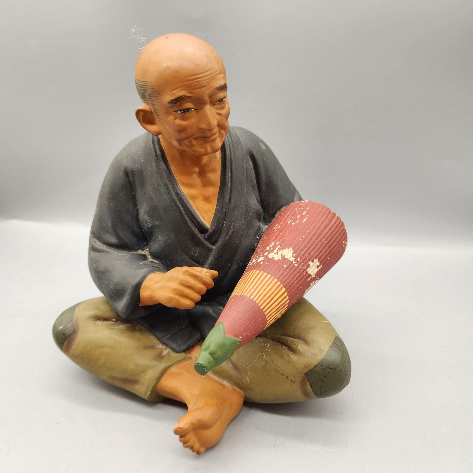 Vintage Hakata Urasaki Dolls Japanese Man Umbrella Figurine Medium Japan Decor