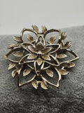 Vintage Sarah Coventry Flower Brooch Pin Gold Tone Layered Leaf Costume Jewelry