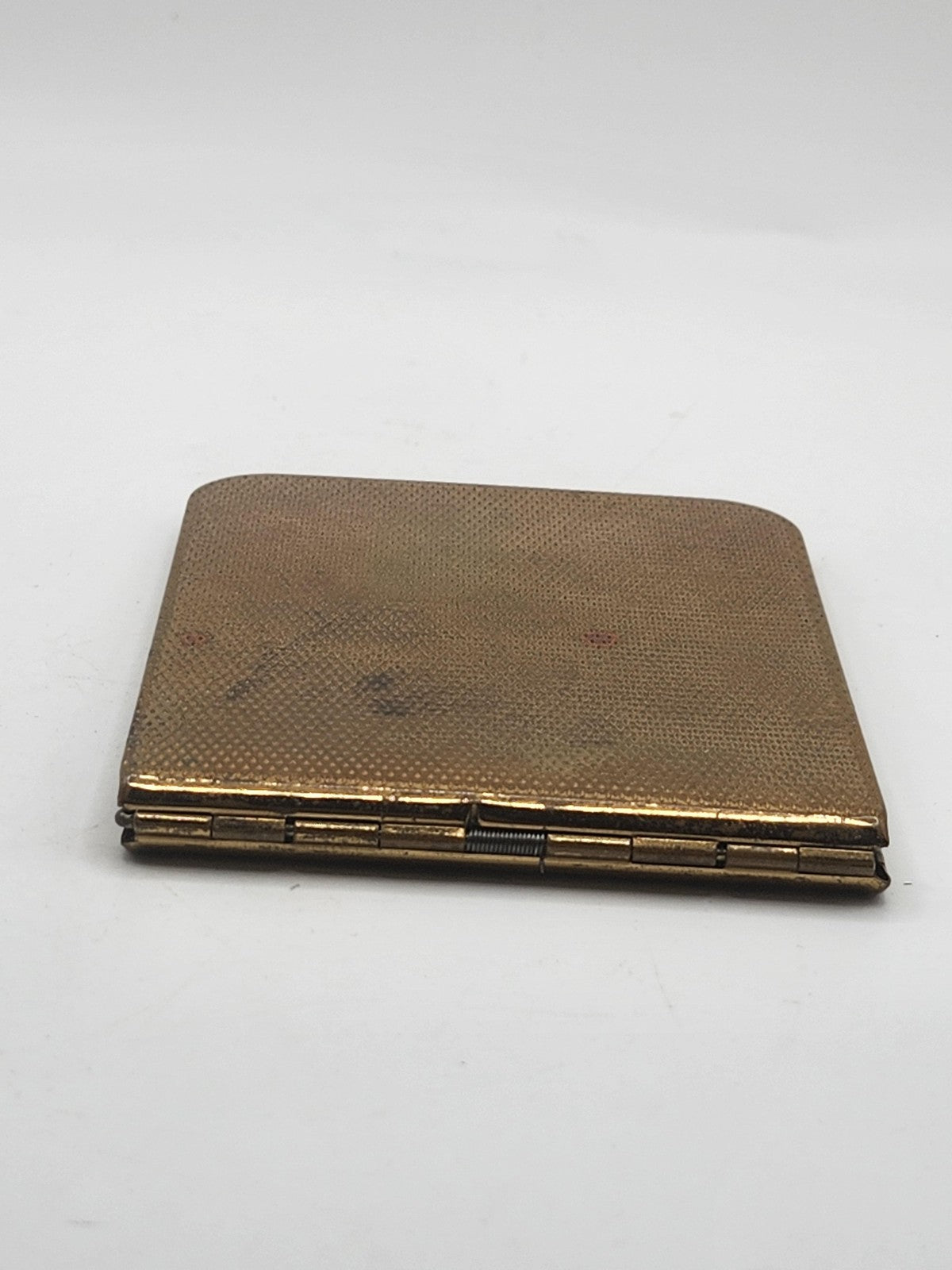 Vintage Gold Tone Metal Pocket Note Pad Case Red Velvet Lined Wallet Holder