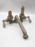 Vintage Brass Bridge Kitchen Faucet Hot Cold Wall Mount Faucet Parts Repair