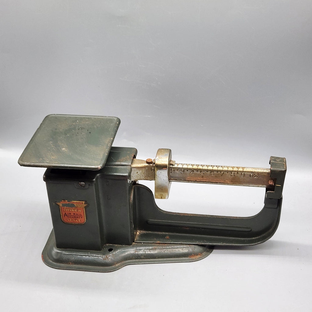 Vintage Triner Air Mail Accuracy Scale Green Metal Postal Balance Chicago USA