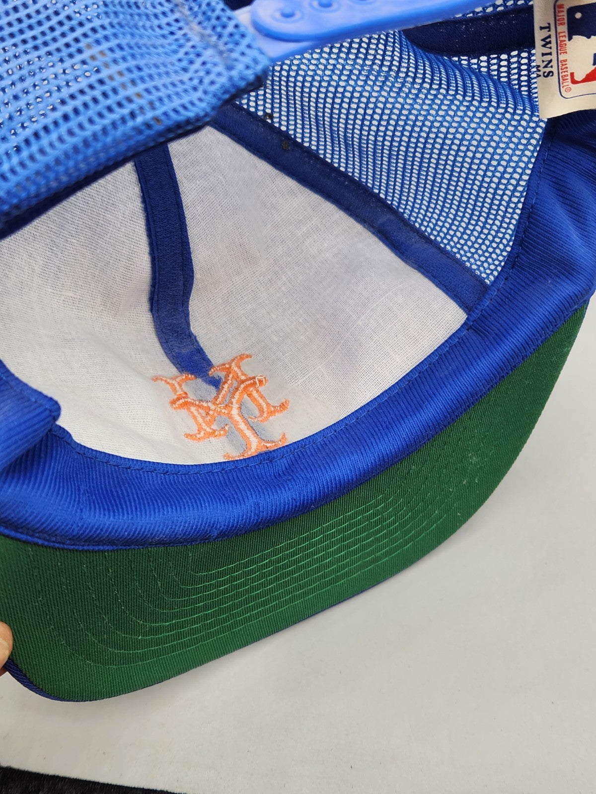 Vintage New York Mets Mesh Trucker Snapback Hat MLB Official License Blue Orange