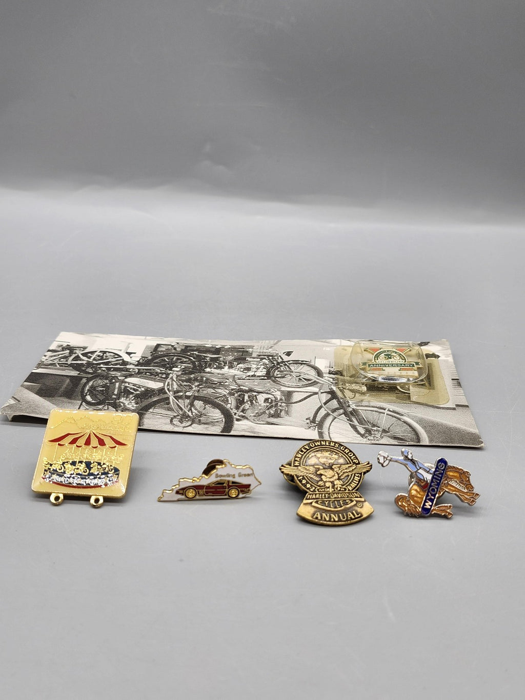 Vintage Motorcycle Pins Lot 4 Americade Harley HOG Bowling Green Wyoming Lapel