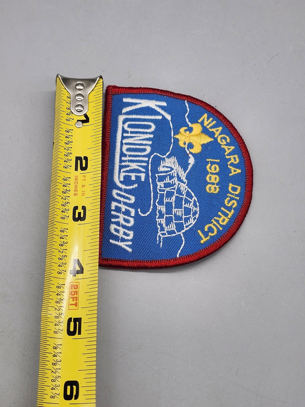 Vintage 1988 Niagara District Klondike Derby Patch Embroidered Blue Boy Scouts