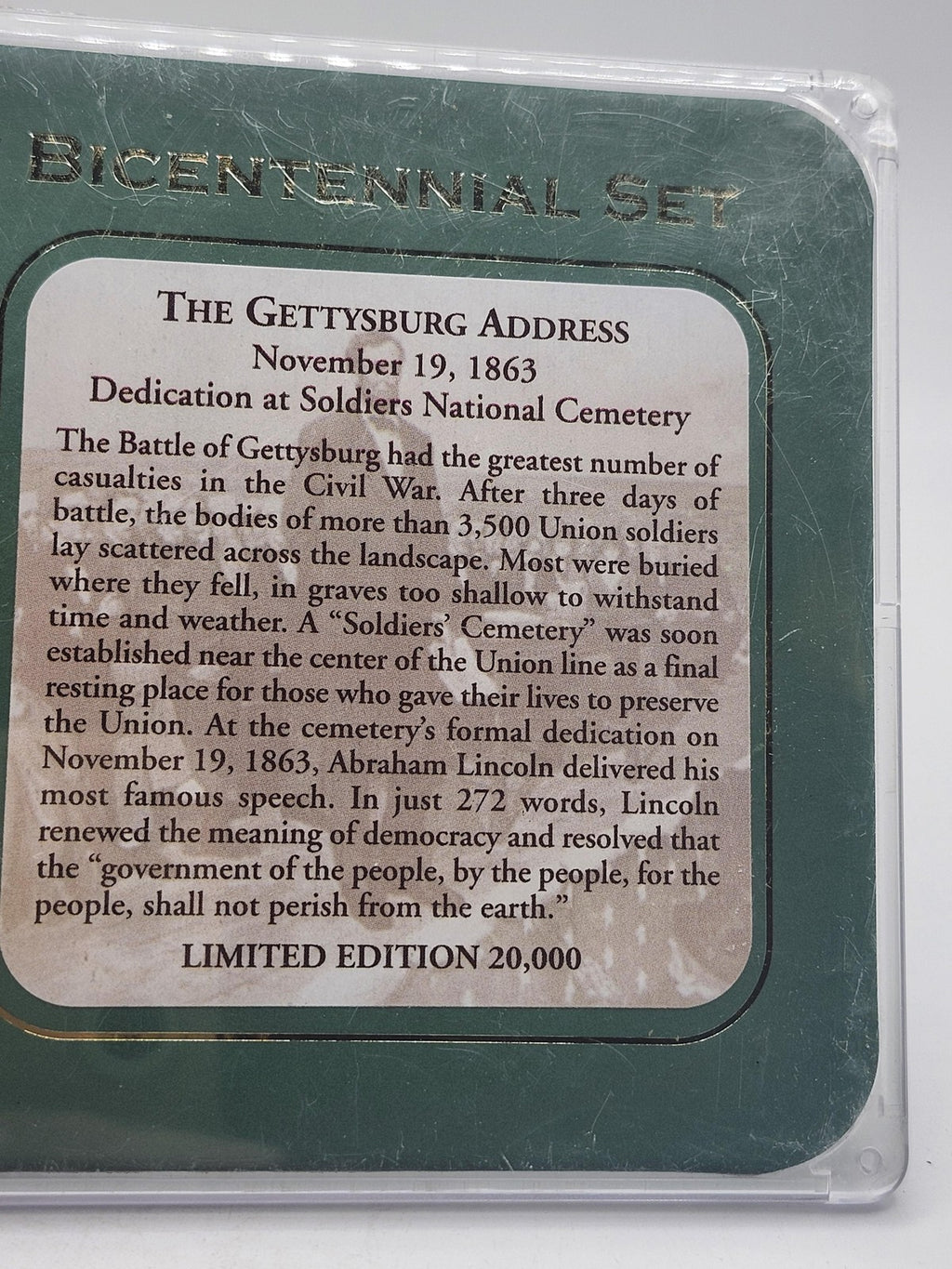 American Mint Abraham Lincoln Bicentennial Gold Medal Set Gettysburg Address