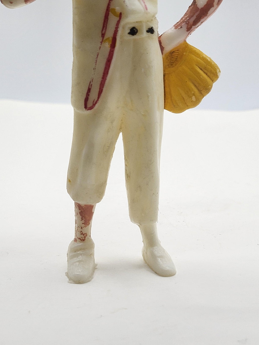 Vintage Baseball Player Action Figure 5in Plastic Toy Loose White Uniform Bat