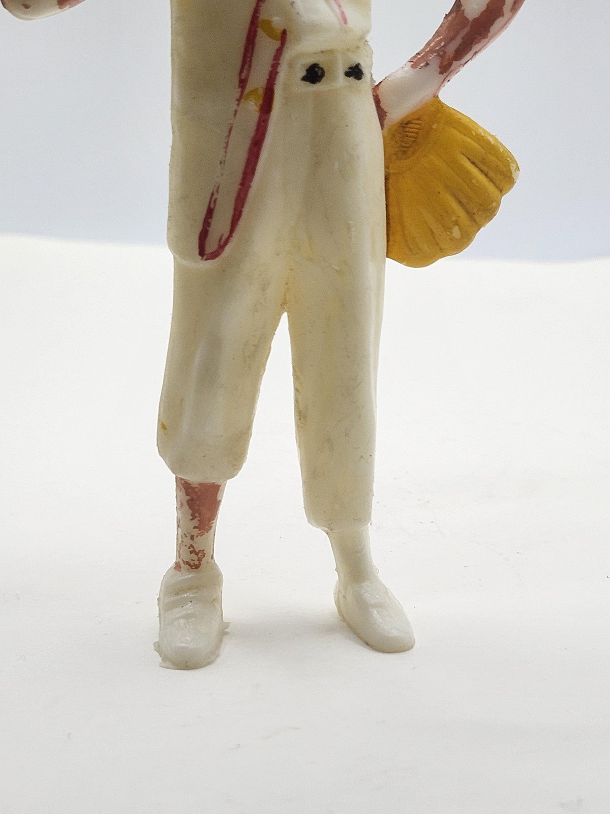 Vintage Baseball Player Action Figure 5in Plastic Toy Loose White Uniform Bat