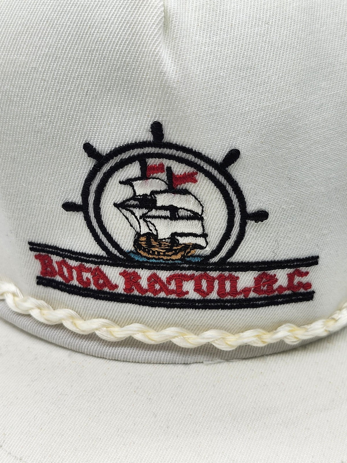 Vintage Boca Raton G.C. New Era Hat Cap Snap Back Mens L White Rope 80s