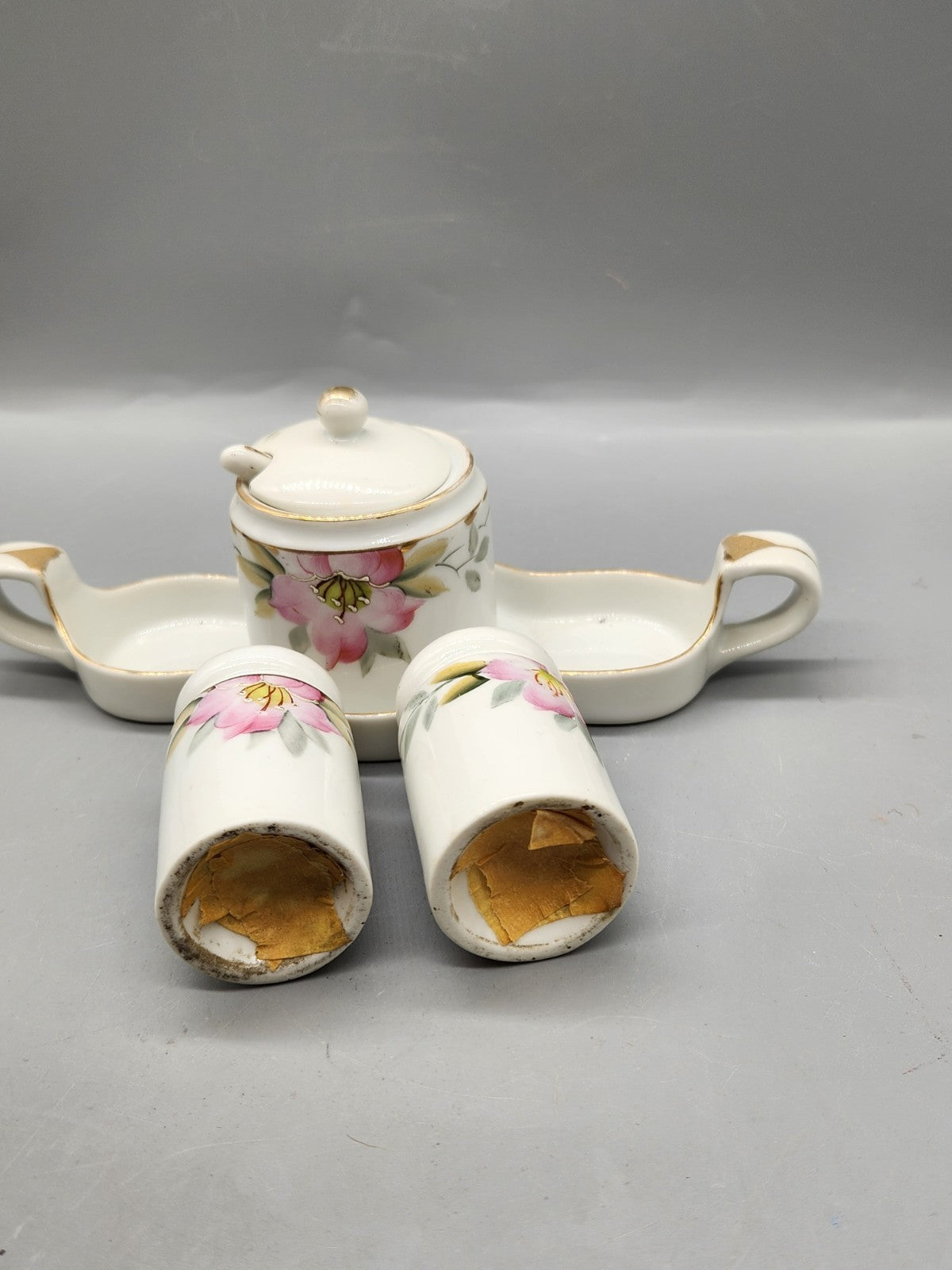 Vintage Noritake Hand Painted Condiment Set #19322 – Salt Pepper Shakers,...