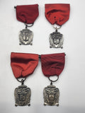 Vintage SOK POL W AM Eagle Sports Award Medals Lot 4 Red Ribbon Silver Tone